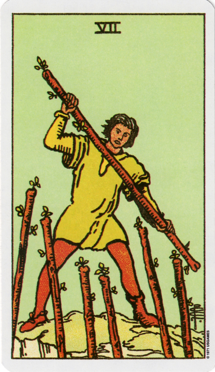 Histoires de cartes Waite Tarot 7 Batons